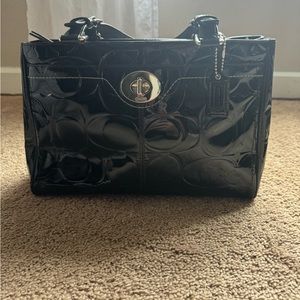 Coach Tote Patent Leather Signature Shoulder Bag